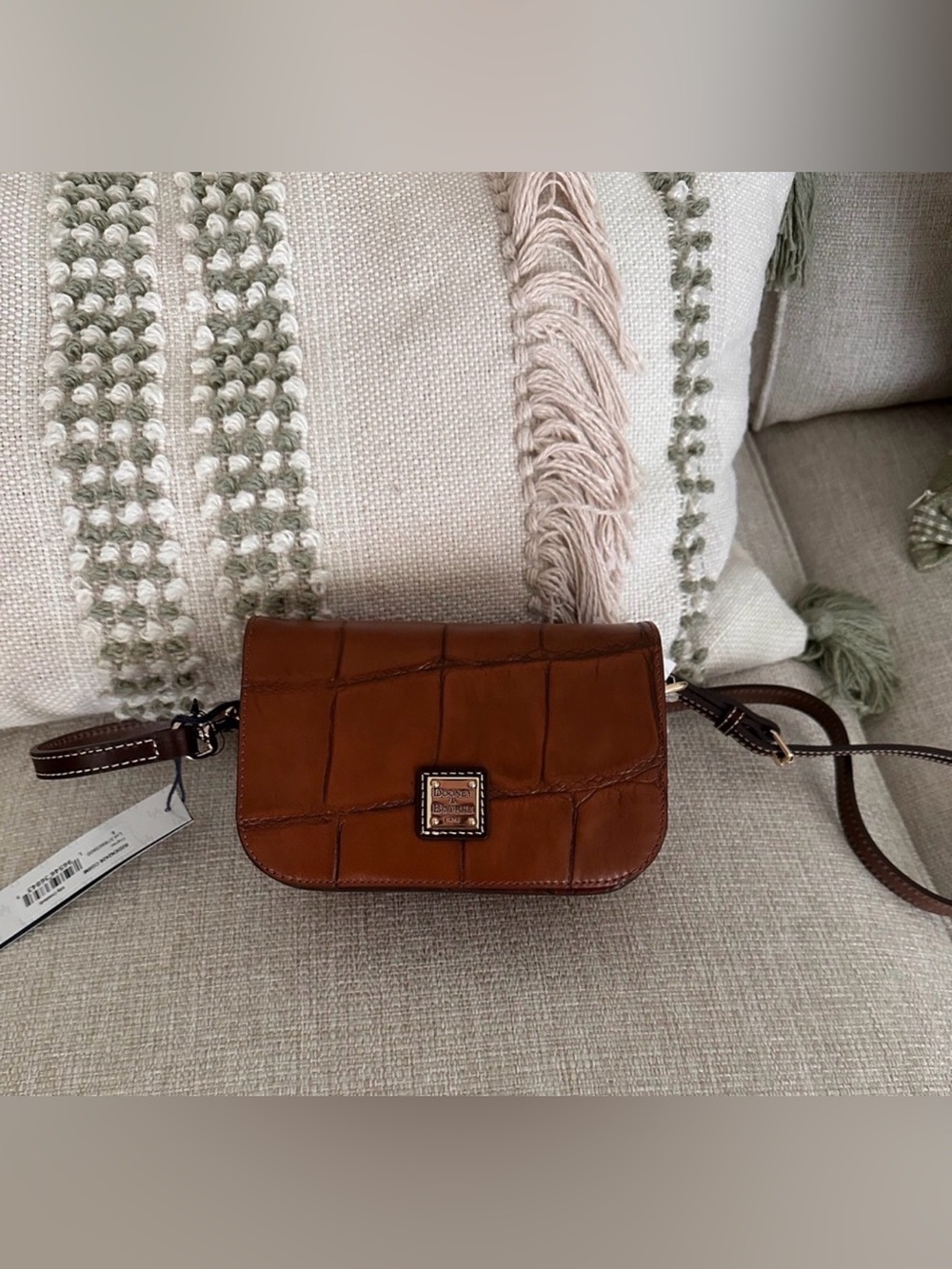 Dooney & Bourke Cognac Croc Embossed Leather Kitty Crossbody Bag NWT & Dustbag
